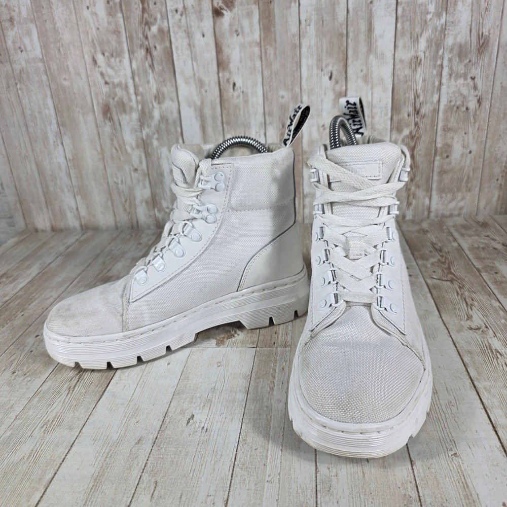 Dr. Martens Combs W White Canvas Platform Boots Womens Size US 6 UK 4 - Picture 5 of 8
